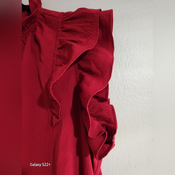 ANRABESS XXL DRESS COLOR WINE RUFLEE SLEEVE. - Picture 5 of 13